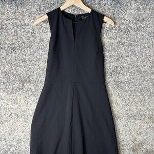 Theory Dress Womens 2 Black Wool Blend Sleeveless A-Line Made in USA F0001602